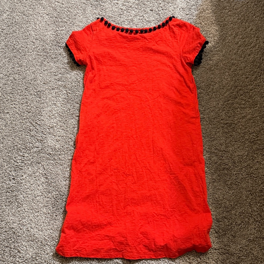 Boden Red Bridget Dress with Blue Poms 6 - Picture 6 of 7